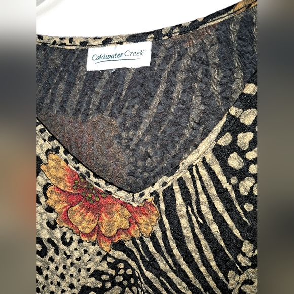 Coldwater Creek Size L / XL Women's Floral / Animal Print Top - Picture 4 of 7